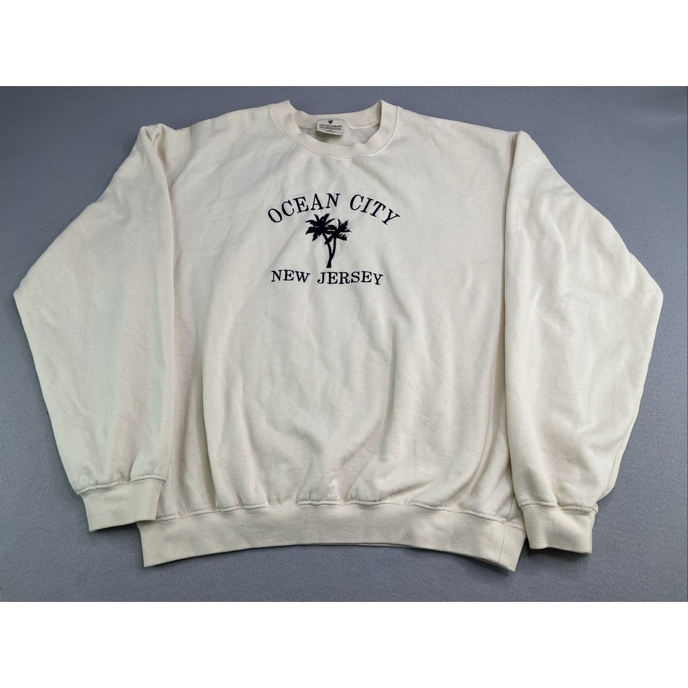 Soft As a Grape Embroidered OCEAN CITY NJ Women's Med Cream Crewneck Sweatshirt